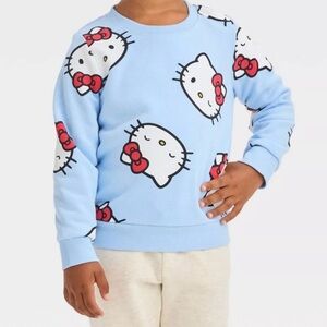 Hello Kitty Girls 4T Blue Sweatshirt NWT Sanrio Crewneck Pullover‎ Cute Bow